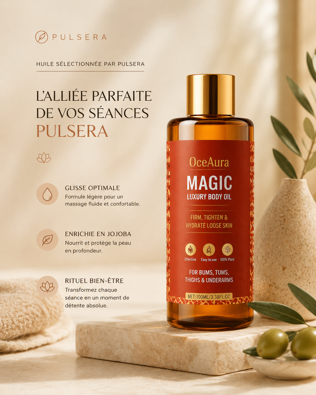 Huile de massage sélectionnée par Pulsera™